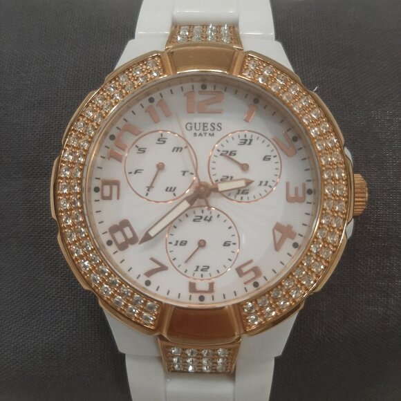 Women's Guess Prism Watch White & Gold - Picture 1 of 2
